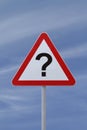 Ã¢â¬ÅQuestion MarkÃ¢â¬Â Road Sign Royalty Free Stock Photo